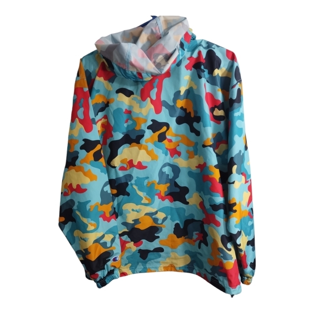 Champion Mens Camo Stadium Packable Rain Windbreaker Hooded Pullover Jacket Sz M - Picture 3 of 10